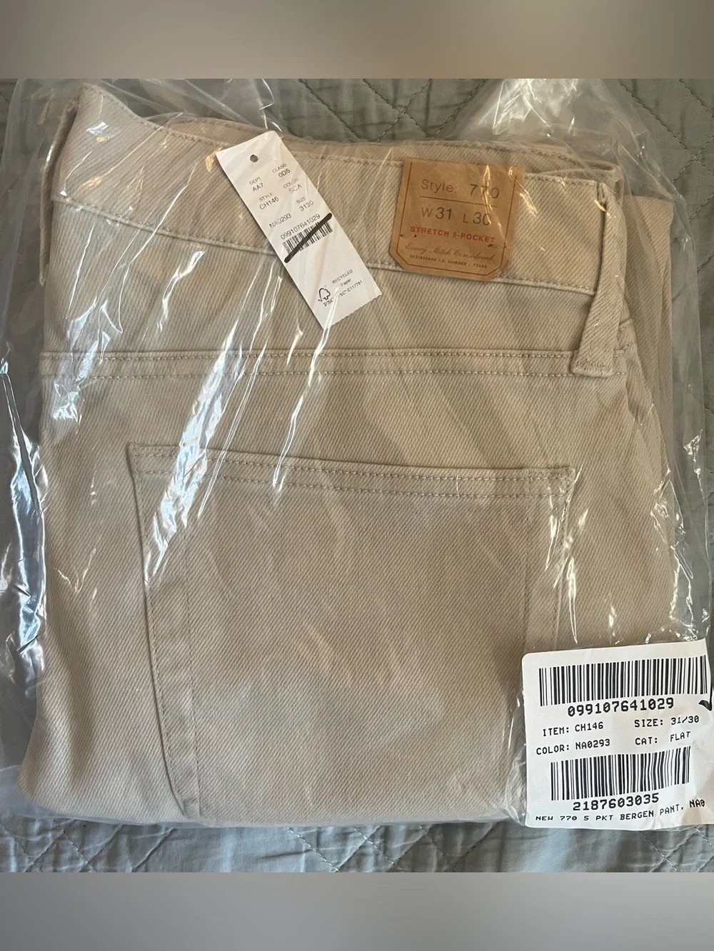 J. CREW 770M Straight-fit Bergen five-pocket pant in Canvas W 31 NWT $118 CH146
